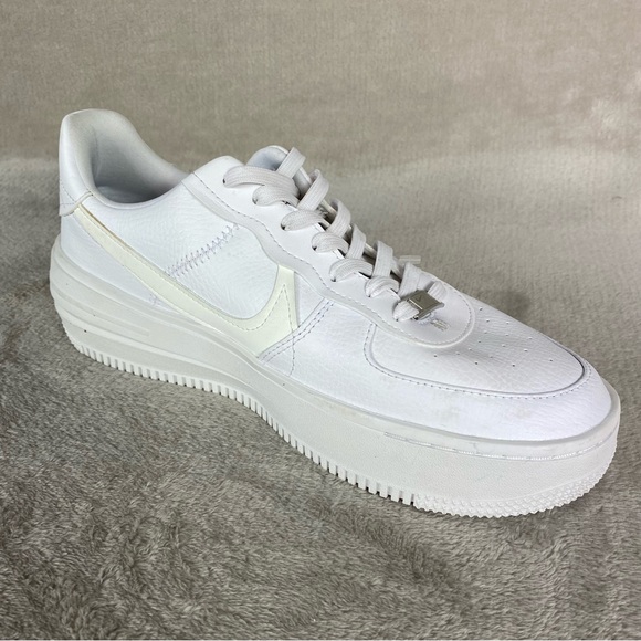 Nike Air Force 1 PLT.AF.ORM DJ9946-100 Womens 9.5 Triple White Running Shoes - Picture 6 of 12